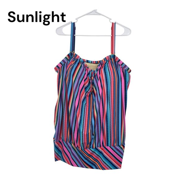 Swimsuits For All Multicolor Striped Tankini Top With Built-In Bra Size 26 - Picture 2 of 10